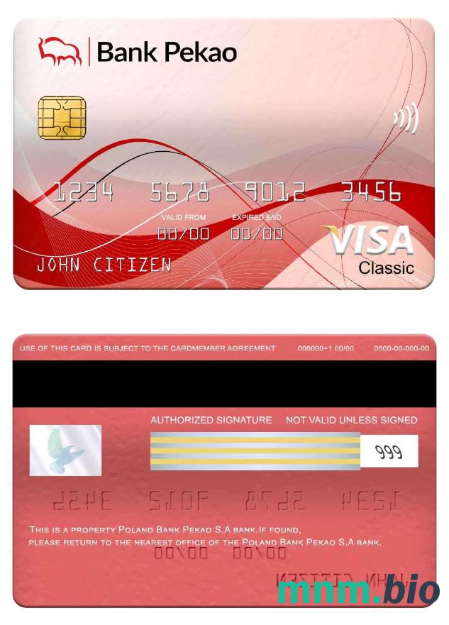Poland Bank Pekao S.A bank visa klasyczny karta przykład w formacie PSD